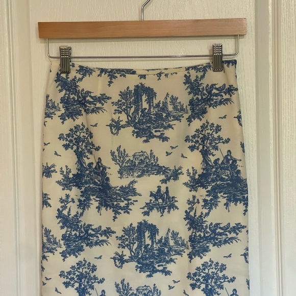 MIAOU MONI SKIRT BLUE TOILE Matching Deville Corset Blue White Floral SLIT Sz XS - Picture 4 of 11